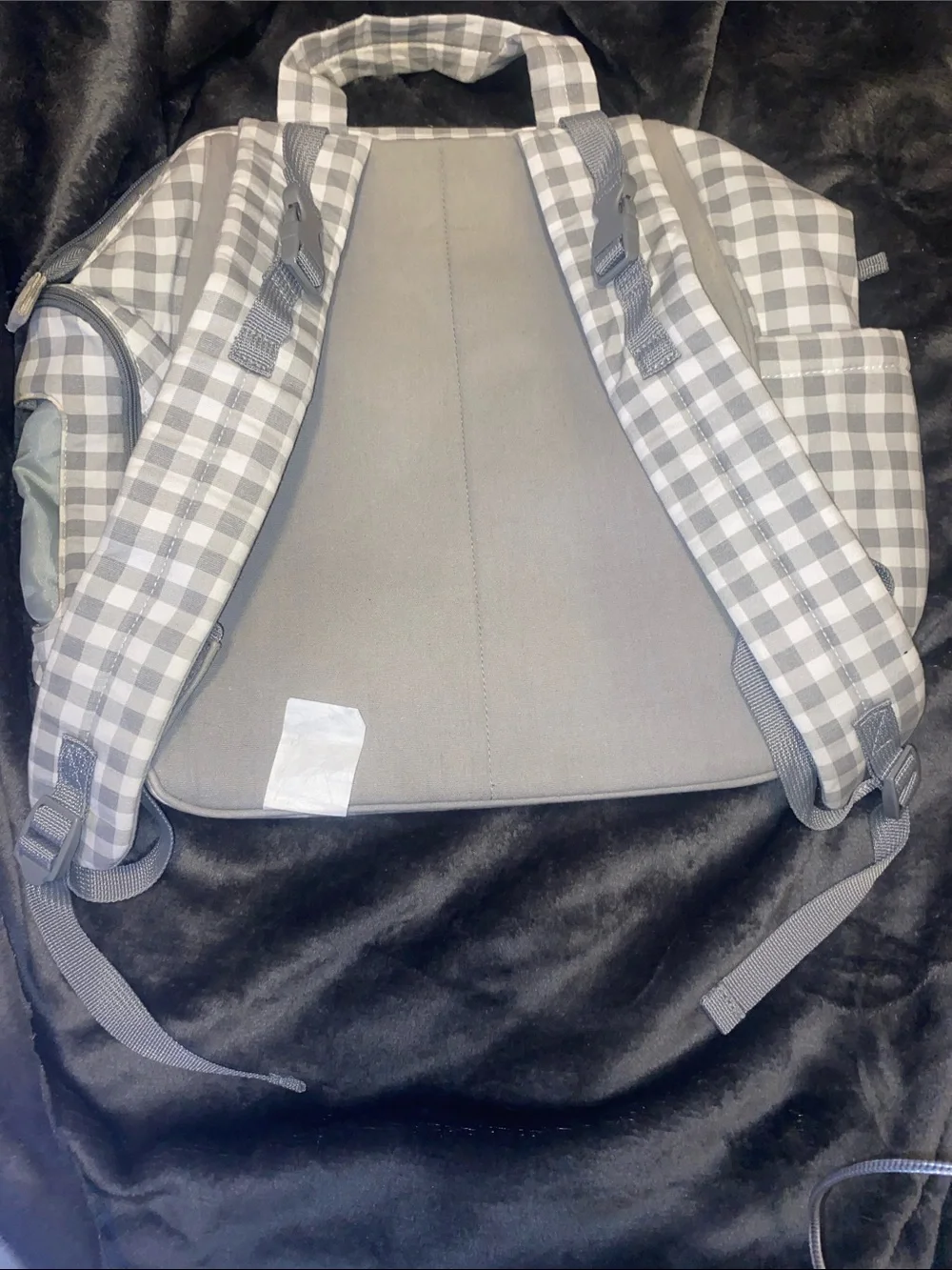Carter's Gray and White Gingham Diaper Backpack